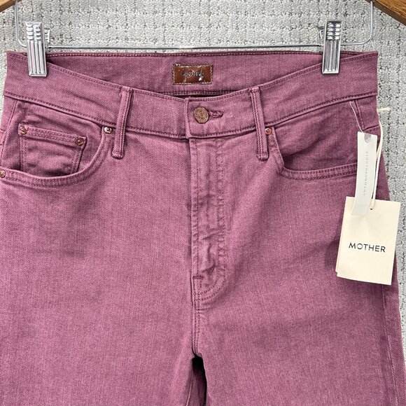 MOTHER The Insider Crop Step Fray Mauve Wine Jeans - Picture 4 of 12
